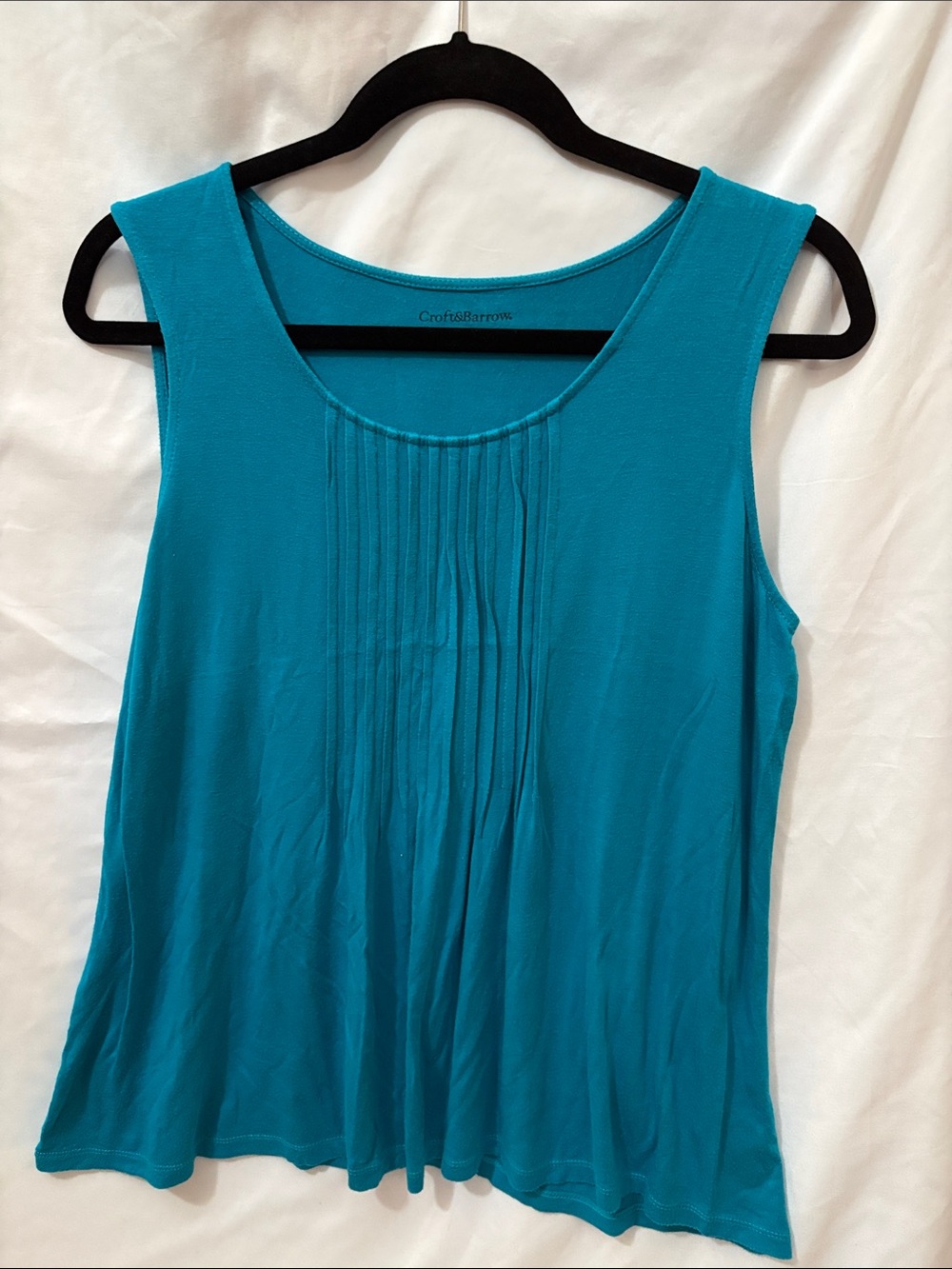 croft & barrow Teal Sleeveless Pintuck Front Tank